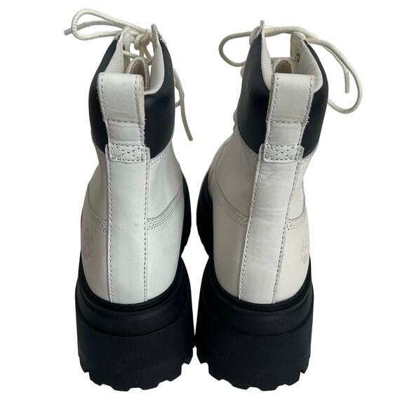 Timberland Leather Sky 6”Lace Up Platform White Combat Boots Women Size 10 - Picture 5 of 12